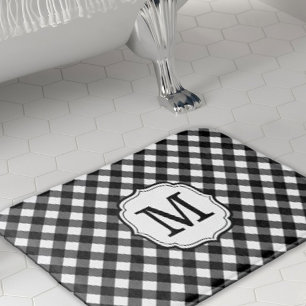 Retro-eleganter personalisierter Gingham-Badezimme Badematte