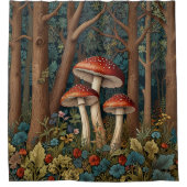 Retro-eleganter Pilzwald Duschvorhang (Vorderseite)