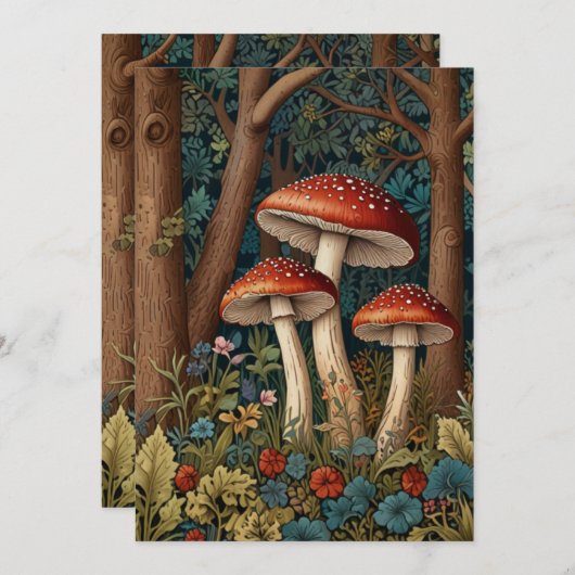 Retro-eleganter Pilzwald Einladung (Vorne/Hinten)