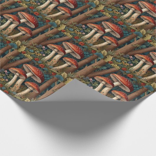 Retro-eleganter Pilzwald Geschenkpapier (Ecke)