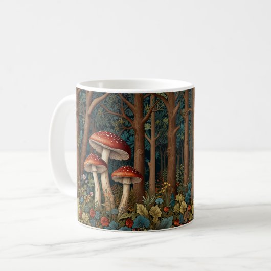 Retro-eleganter Pilzwald Kaffeetasse (Vorderseite Links)