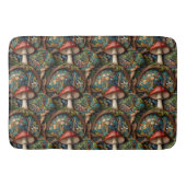 Retro-elegantes bohemisches Pilzwaldmuster Badematte (Vorderseite)