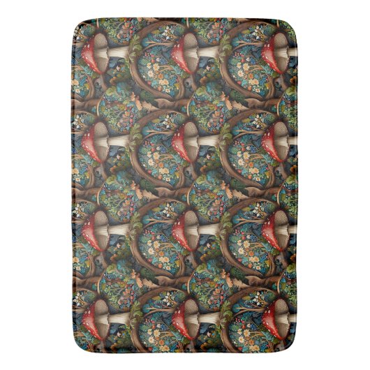 Retro-elegantes bohemisches Pilzwaldmuster Badematte (Vorderseite Vertikal)