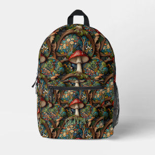 Retro-elegantes bohemisches Pilzwaldmuster Bedruckter Rucksack