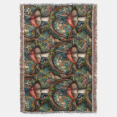 Retro-elegantes bohemisches Pilzwaldmuster Decke (Vorderseite Vertikal)