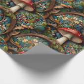 Retro-elegantes bohemisches Pilzwaldmuster Geschenkpapier (Ecke)