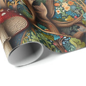 Retro-elegantes bohemisches Pilzwaldmuster Geschenkpapier (Rolleneckpunkt)