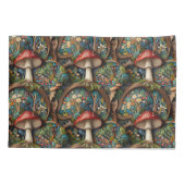 Retro-elegantes bohemisches Pilzwaldmuster Kissenbezug (Rückseite)