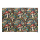 Retro-elegantes bohemisches Pilzwaldmuster Kissenbezug (Vorderseite)