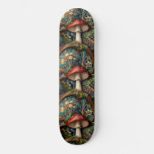 Retro-elegantes bohemisches Pilzwaldmuster Skateboard (Vorderseite)