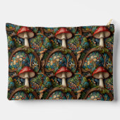 Retro-elegantes bohemisches Pilzwaldmuster Zubehörtasche (Rückseite)