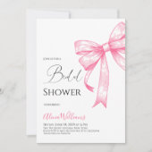 Retro Elegantes Coquette Pink Bow Brautparty Einladung (Vorderseite)
