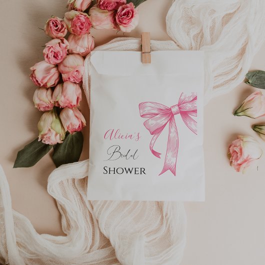 Retro Elegantes Coquette Pink Bow Brautparty Geschenktütchen