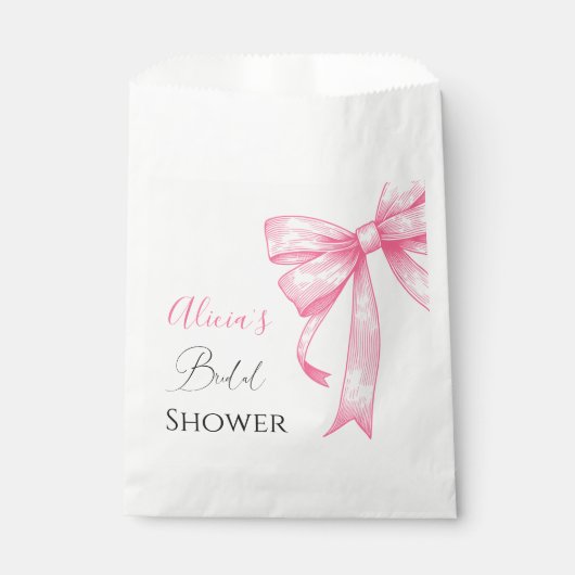 Retro Elegantes Coquette Pink Bow Brautparty Geschenktütchen (Vorderseite)