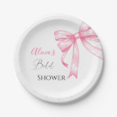 Retro Elegantes Coquette Pink Bow Brautparty Pappteller (Vorderseite)