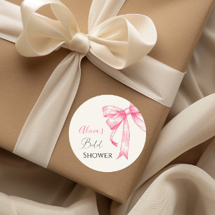 Retro Elegantes Coquette Pink Bow Brautparty Runder Aufkleber