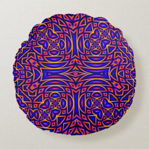Retro-elegantes Kaleidoskop-Musterdesign Rundes Kissen