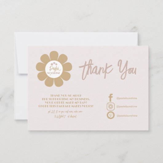 Retro Elegantes Rosa Geschäft Dankeskarte (Rückseite)