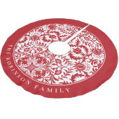 Retro Elegantes Rotes Weihnachtsblumenmuster Polyester Weihnachtsbaumdecke (Schrägansicht)