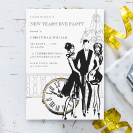 Retro Elegantes Silvester-Party Einladung