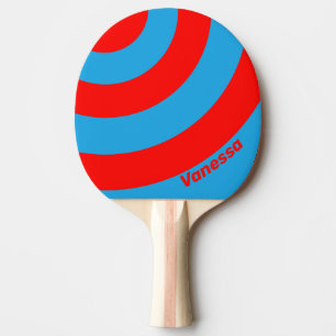 Retro Elektrisch Blau Rot Drei Kreise Streifen & N Tischtennis Schläger