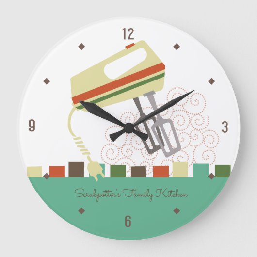 Retro elektrische Beaters Backen Mixer Küchenuhr Große Wanduhr (Vorderseite)