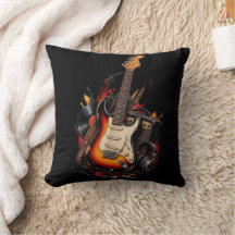 Retro-Elektrische Gitarre & Amp Rock-Musik Schwarz