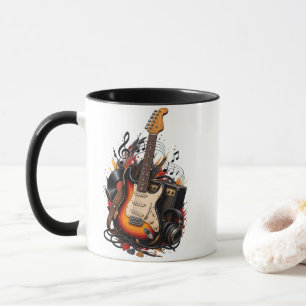 Retro-Elektrische Gitarre & Verstärker Doppelseiti Tasse