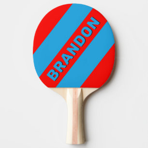 Retro Elektrisches Blau Rot Drei Breite Streifen m Tischtennis Schläger