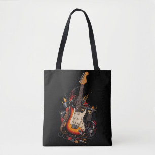 Retro-Elektrogitarre & Amp Rockmusik Schwarze Tasc Tasche