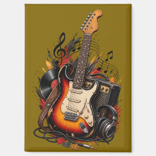 Retro-Elektrogitarre & -Verstärker Rockmusik Flexi Magnet