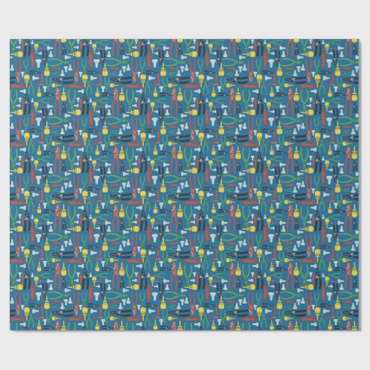 Retro Elektrowrapping Paper mit Tools Geschenkpapier (Flach)