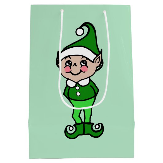 Retro Elf Weihnachtsgeschenk-Tasche Mittlere Geschenktüte (Rückseite)