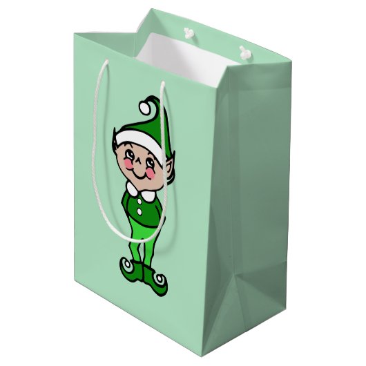 Retro Elf Weihnachtsgeschenk-Tasche Mittlere Geschenktüte (Rückseite Schrägansicht)
