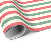 Retro Elfenbein roter, grüner Zuckerrohr Streifen  Geschenkpapier (Rolleneckpunkt)