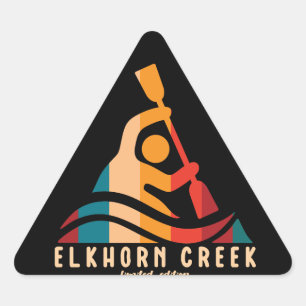 Retro Elkhorn Creek Kayaking Dreieckiger Aufkleber