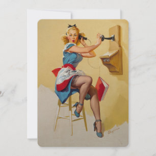Retro-Elvgren-Telefon-Pin-up-Girl Vintage Einladung