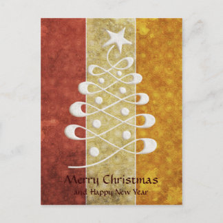 Retro Embossed Christmas Tree Postcard Feiertagspostkarte