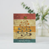 Retro Embossed Gradient Weihnachtsbaum Postkarte (Stehend Vorderseite)