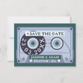 Retro Emerald Green Cassette Tape Hochzeit Save The Date (Vorderseite)
