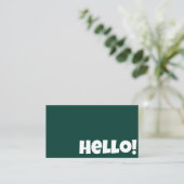 Retro Emerald Green QR Code Hallo Modern Boho Visitenkarte (Stehend Vorderseite)
