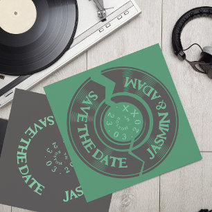 Retro Emerald Green Vinyl Record Groovy Wedding Save The Date