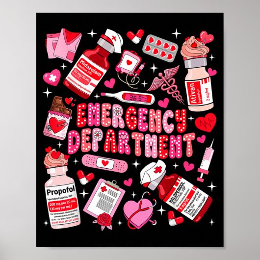 Retro Emergency Department Ed Er Nurse Valentines  Poster (Vorne)