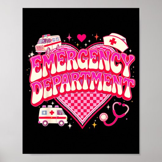 Retro Emergency Department Valentine Nk Nurse Aest Poster (Vorne)