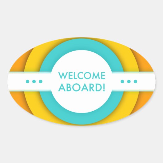 Retro-Empfang an Bord Ovaler Aufkleber (Vorderseite)