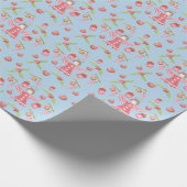 Retro Engelmuster blaues Holiday Packpapier (Ecke)