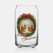 Retro English Holiday Kranz mit Niedlichen Eichhör Dosenglas (Vorderseite)