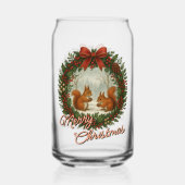 Retro English Holiday Kranz mit Niedlichen Eichhör Dosenglas (Rückseite)