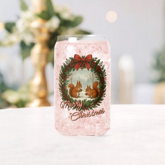 Retro English Holiday Kranz mit Niedlichen Eichhör Dosenglas (Insitu (Hochzeit))