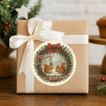 Retro English Holiday Kranz mit Niedlichen Eichhör